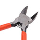 Sharp cutter pliers with orange grips, spring detail, and curved cutting tips