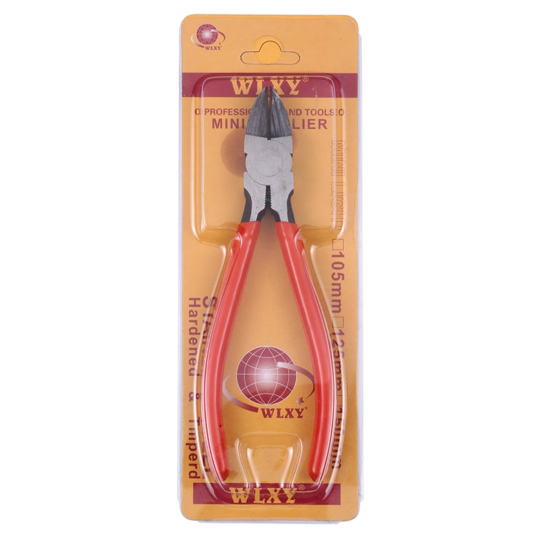Mini wire cutter pliers blister pack with WLXY branding