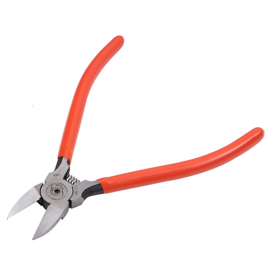 Sharp cutter pliers with orange handles and grey cutting jaws