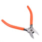 Sharp cutter pliers with orange handles and grey side cutters