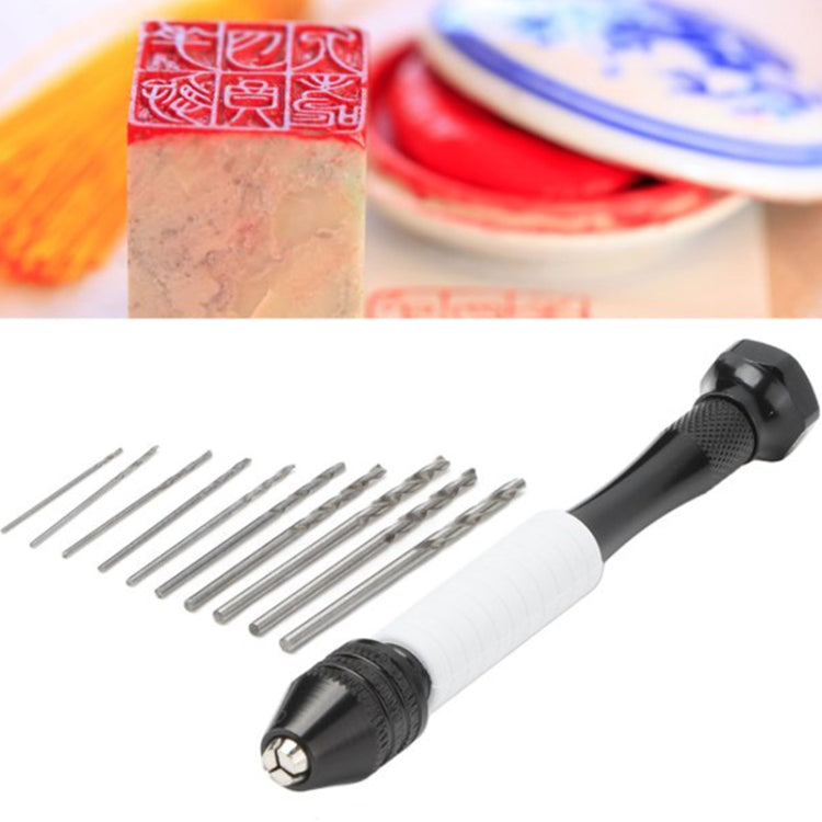 Pin vise hand drill with assorted small twist drill bits