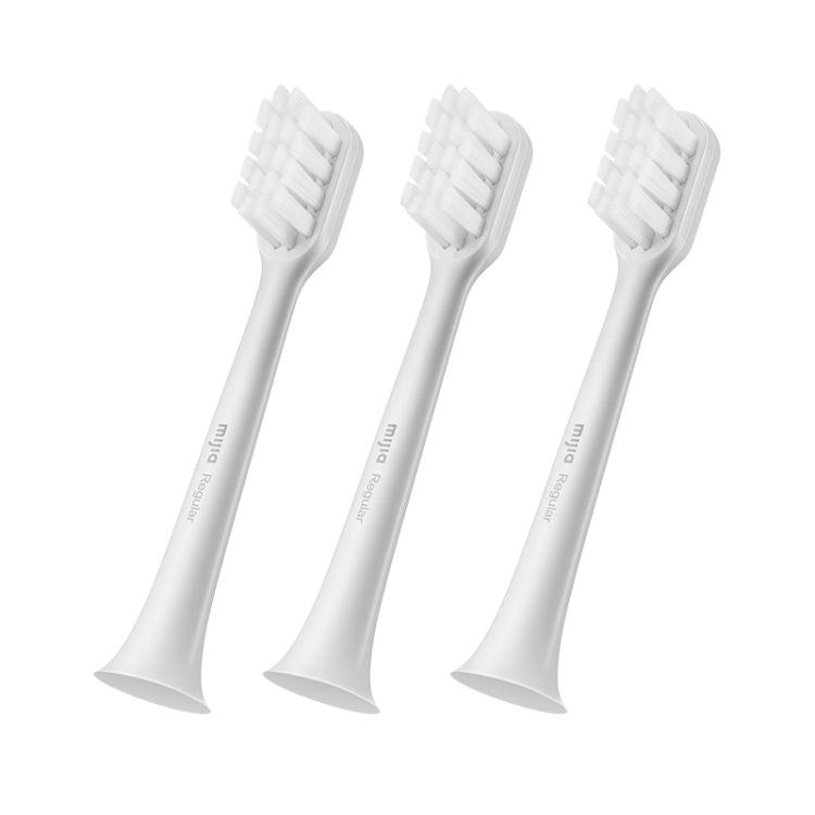 3-piece electric toothbrush replacement brush heads, white bristles on stems