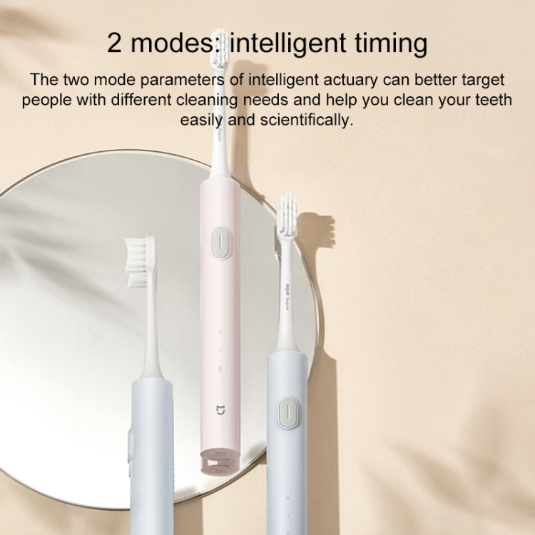Electric toothbrush set with two handles and replacement brush heads