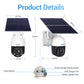 ESCAM solar security camera with side ports and power button, white and dark housing