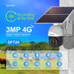 Outdoor mounted ESCAM solar security camera with white body and dark rotating lens