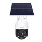 White solar-powered PTZ security camera with dome lens and dark front panel