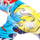 Close-up of colorful graffiti steering wheel artwork on ABS cover.