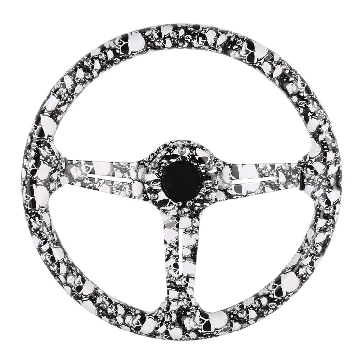 Black and white graffiti-pattern ABS steering wheel cover with black center hub.