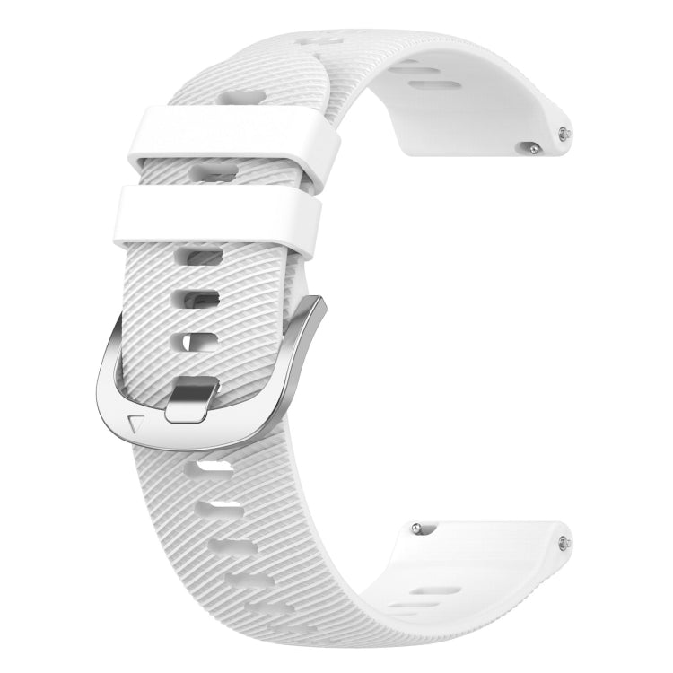 White silicone watch band, cross-textured pattern and secure metal clasp