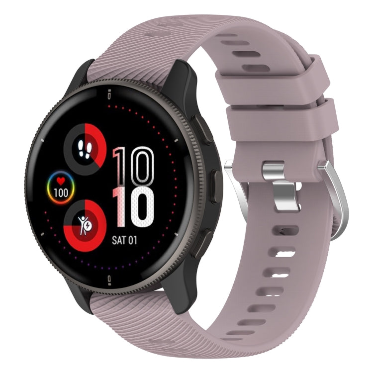 Dark grey silicone watch band with cross-textured pattern and metal buckle