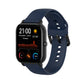 Midnight blue soft silicone watch band with perforated holes and buckle clasp