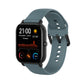 Blue-gray soft silicone watch band with perforated holes and buckle clasp
