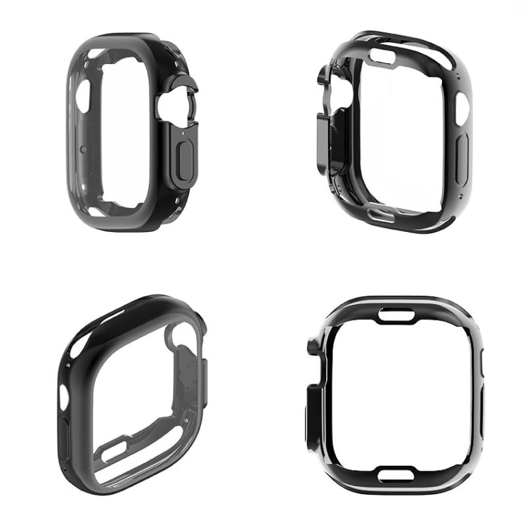Black TPU watch case for 49mm Ultra, protective frame with side buttons and cutouts