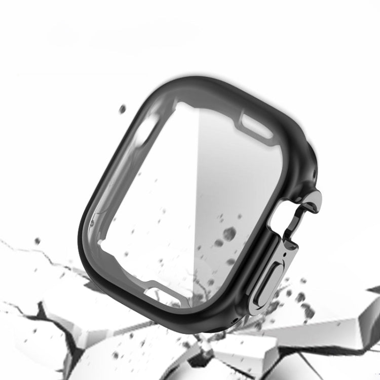 Dark TPU watch case for 49mm Ultra, glossy protective cover with raised edges