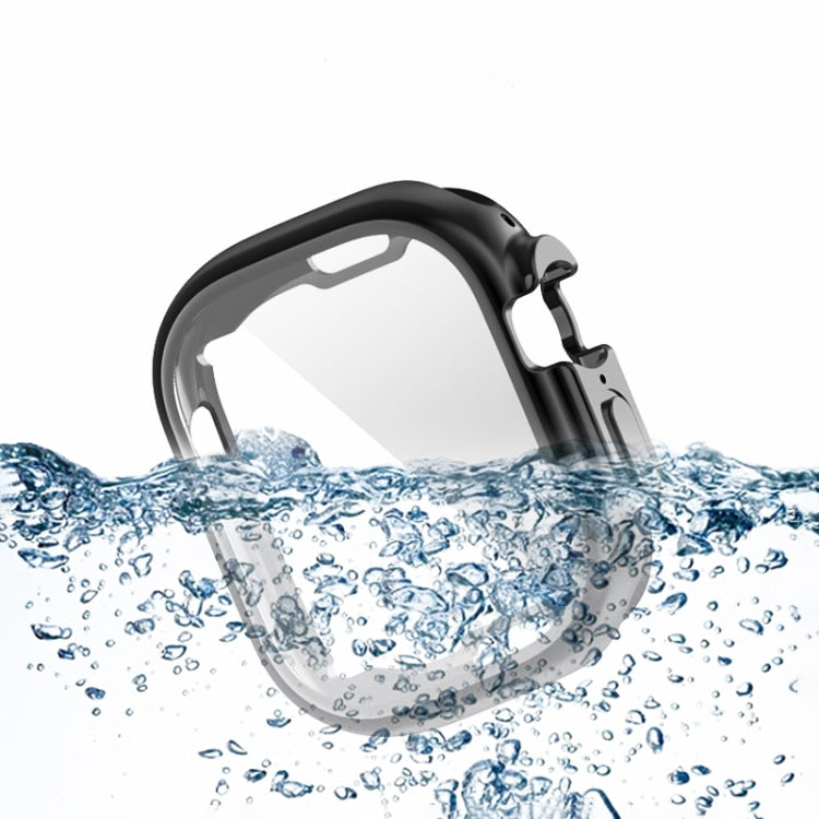 Black TPU watch case for 49mm Ultra, shown with water splash across the cover