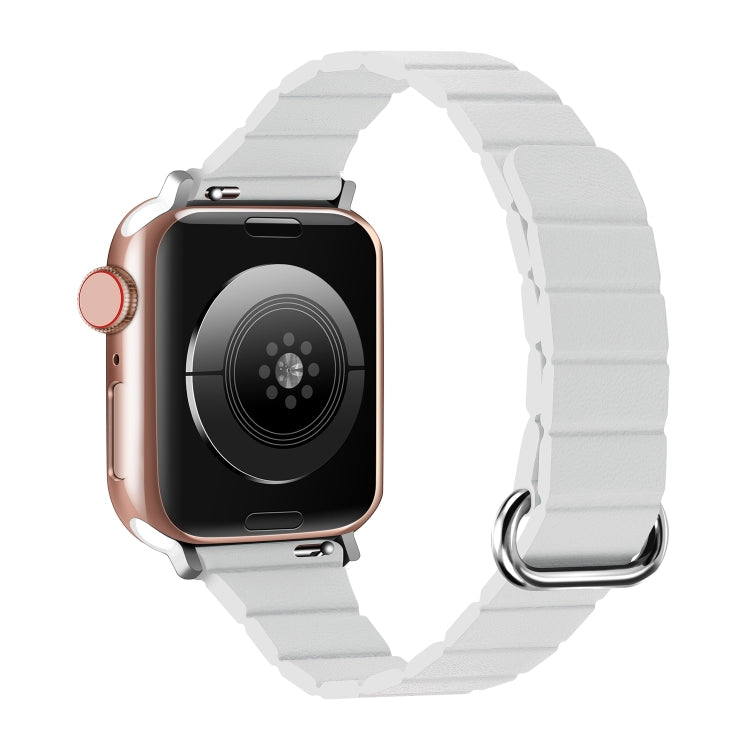 Magnetic watch band with reverse buckle, light gray silicone for Apple Watch