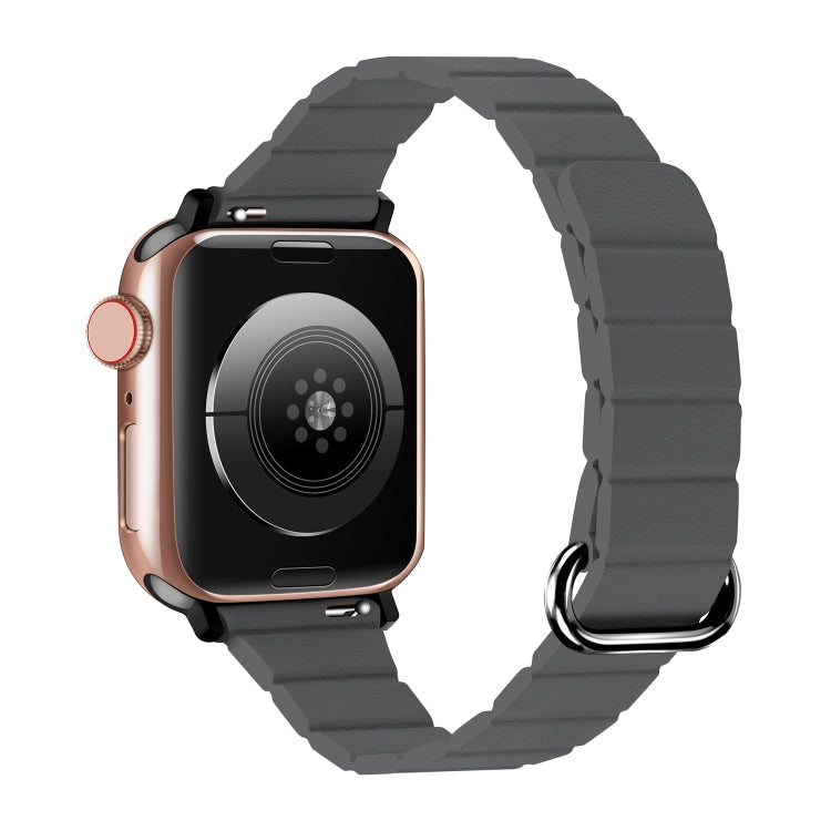Magnetic watch band with reverse buckle, dark gray silicone for Apple Watch