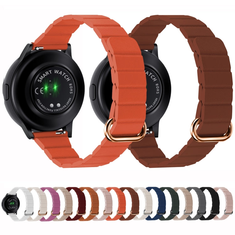 22mm Magnetic Buckle Leather Watch Band, For Samsung Galaxy Watch3 45mm
