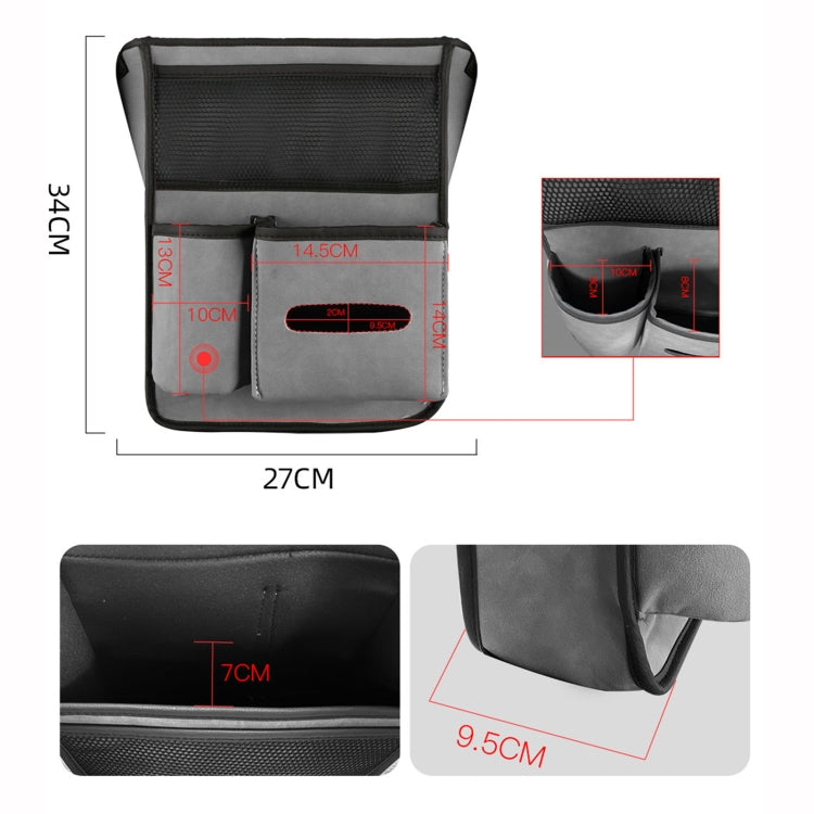 Black hanging console storage bag with mesh top pocket and front organizer compartments