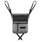 Grey car center console hanging storage bag with mesh top pocket and two side compartments