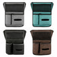 Set of 2 car center console hanging storage bags in black, grey, brown, and blue