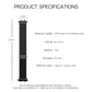 Milanese stainless steel watch band measurement diagram with width and length.