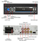 Car MP5 player with front controls and labeled audio/video input ports