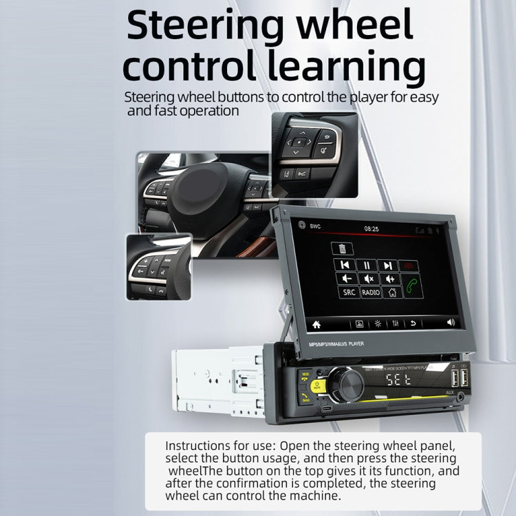 Car MP5 player with steering wheel remote control learning panel