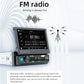 Car MP5 player showing FM radio screen on the dashboard display