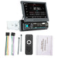 Retractable car MP5 player kit with remote, wiring harness, and manual