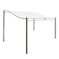 White canopy with black posts and curved front edge, freestanding shade awning