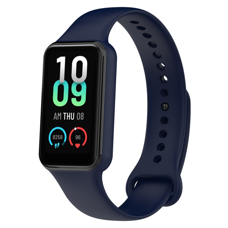 Silicone watch band for Amazfit Band 7, ink blue strap with perforated holes and clasp