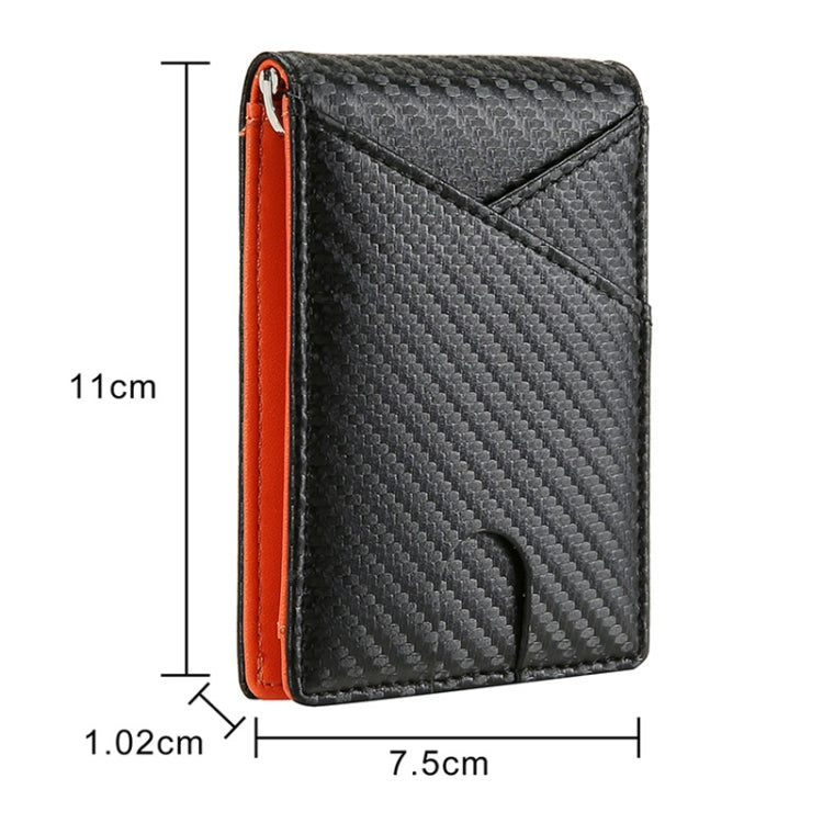 Carbon fiber business wallet with orange side accent and front card window
