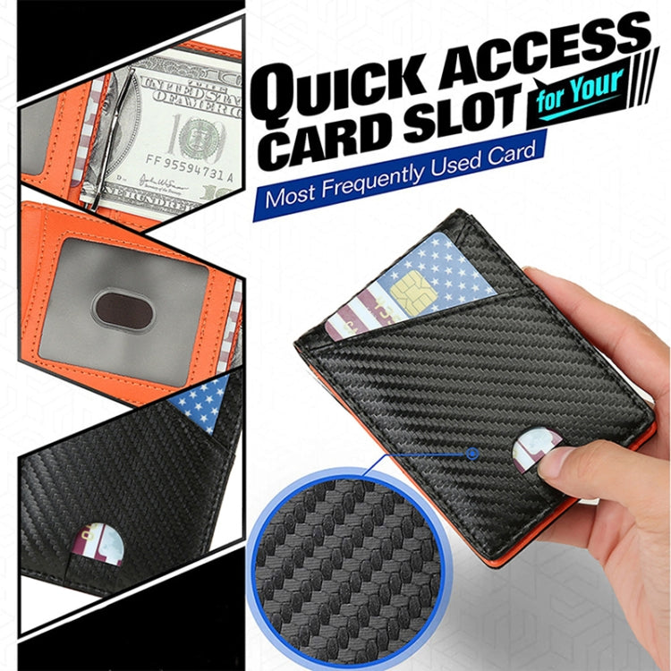 Black carbon fiber wallet with open card slot and built-in card holder