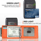 Orange-trim carbon fiber wallet with inner card window and RFID-blocking layout