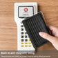 Black carbon fiber RFID wallet with anti-magnetic lining, held in hand