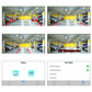 Camera view screenshots with colored parking guidance lines and settings panels