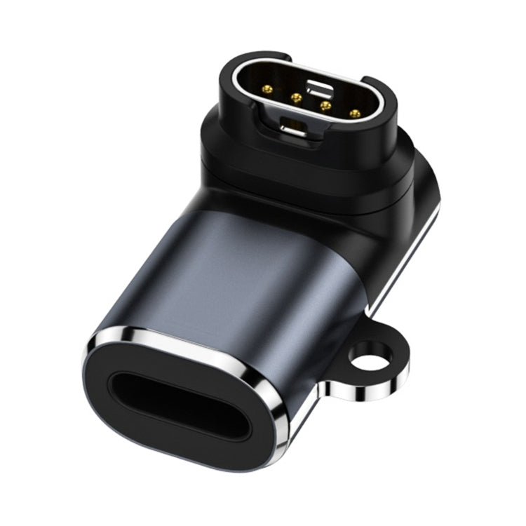 Garmin watch charging adapter with 8-pin style charging port, angled design
