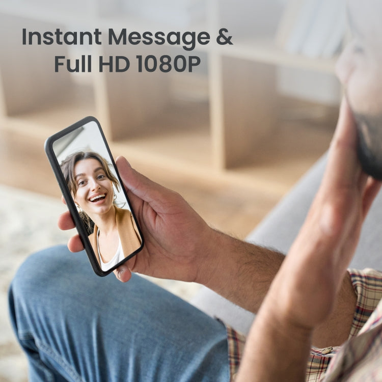 Smart doorbell app live video shown on a smartphone screen