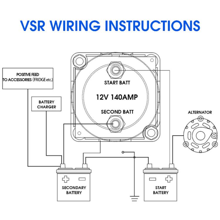 VSR wiring instructions diagram for 12V 140AMP smart battery isolator