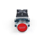Red engine start push button switch with black relay-style body and terminals