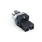 Engine start push button switch with metal head, black housing, and side terminals
