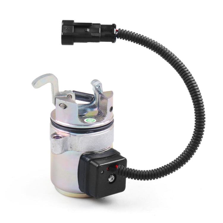 Fuel shutoff solenoid valve with electrical connector and flexible harness