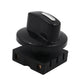 Black rotary fan heater speed knob with metal indicator insert on mounting base