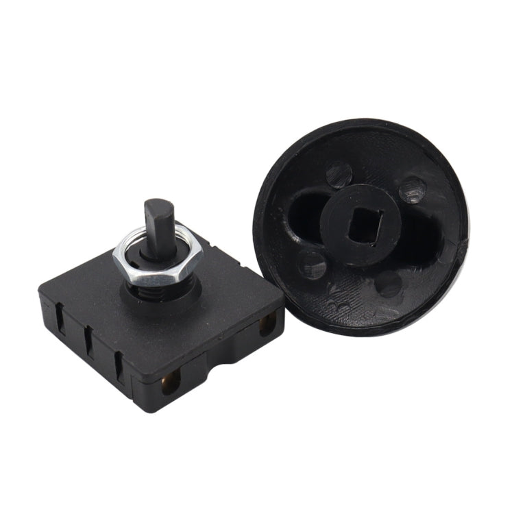 Black rotary speed switch with underside mounting and circular connector disc