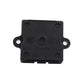 Black electrical switch housing with molded markings and two mounting holes