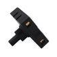 Black plastic electrical connector with two brass contact points