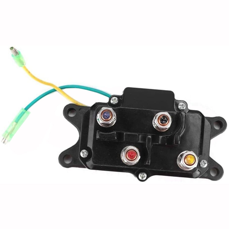 Winch relay solenoid contactor with colored wire leads and screw terminals