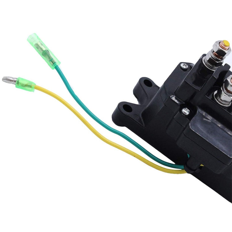 Winch relay contactor with insulated cable leads and terminal caps