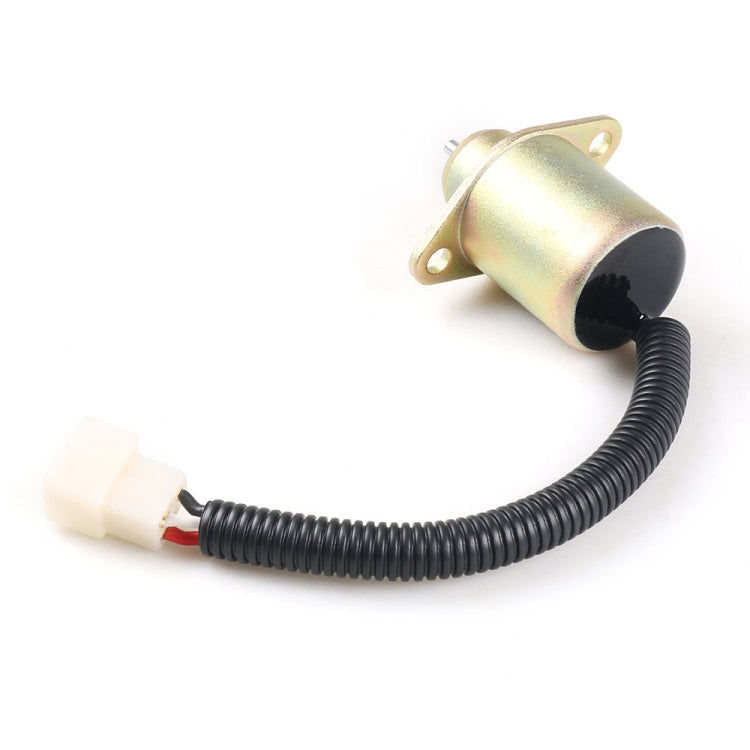 Flameout solenoid valve with metal mounting bracket and black cable with white plug